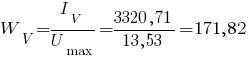 W_V = {I_V}/{U_max} = {3320,71}/{13,53} = 171,82