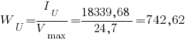 W_U = {I_U}/{V_max} = {18339,68}/{24,7} = 742,62