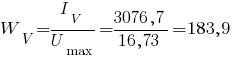 W_V = {I_V}/{U_max} = {3076,7}/{16,73} = 183,9