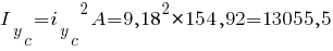 I_y_c={i_y_c}^2 A= {9,18}^2 * 154,92 = 13055,5