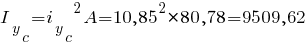 I_y_c={i_y_c}^2 A= {10,85}^2 * 80,78 = 9509,62