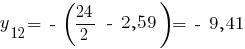 y_12 = ~-~ ({24}/2 ~-~ 2,59) = ~-~ 9,41