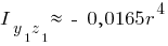 I_{y_1 z_1} approx ~-~0,0165r^4