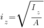 i_z = sqrt{{I_z}/A}