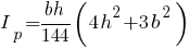 I_p = {bh}/144 (4 h^2 + 3 b^2)