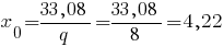 x_0 = {33,08}/q = {33,08}/8 = 4,22