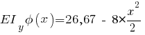 EI_y phi(x) = 26,67 ~-~ 8 * {{x^2}/2}