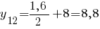 y_12 = {1,6}/2 + 8 = 8,8