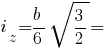 i_z = b/6 sqrt{3/2} =
