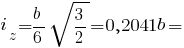 i_z = b/6 sqrt{3/2} = 0,2041b =