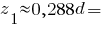 z_1 approx 0,288d =