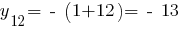 y_12 =~-~(1+12)=~-~13